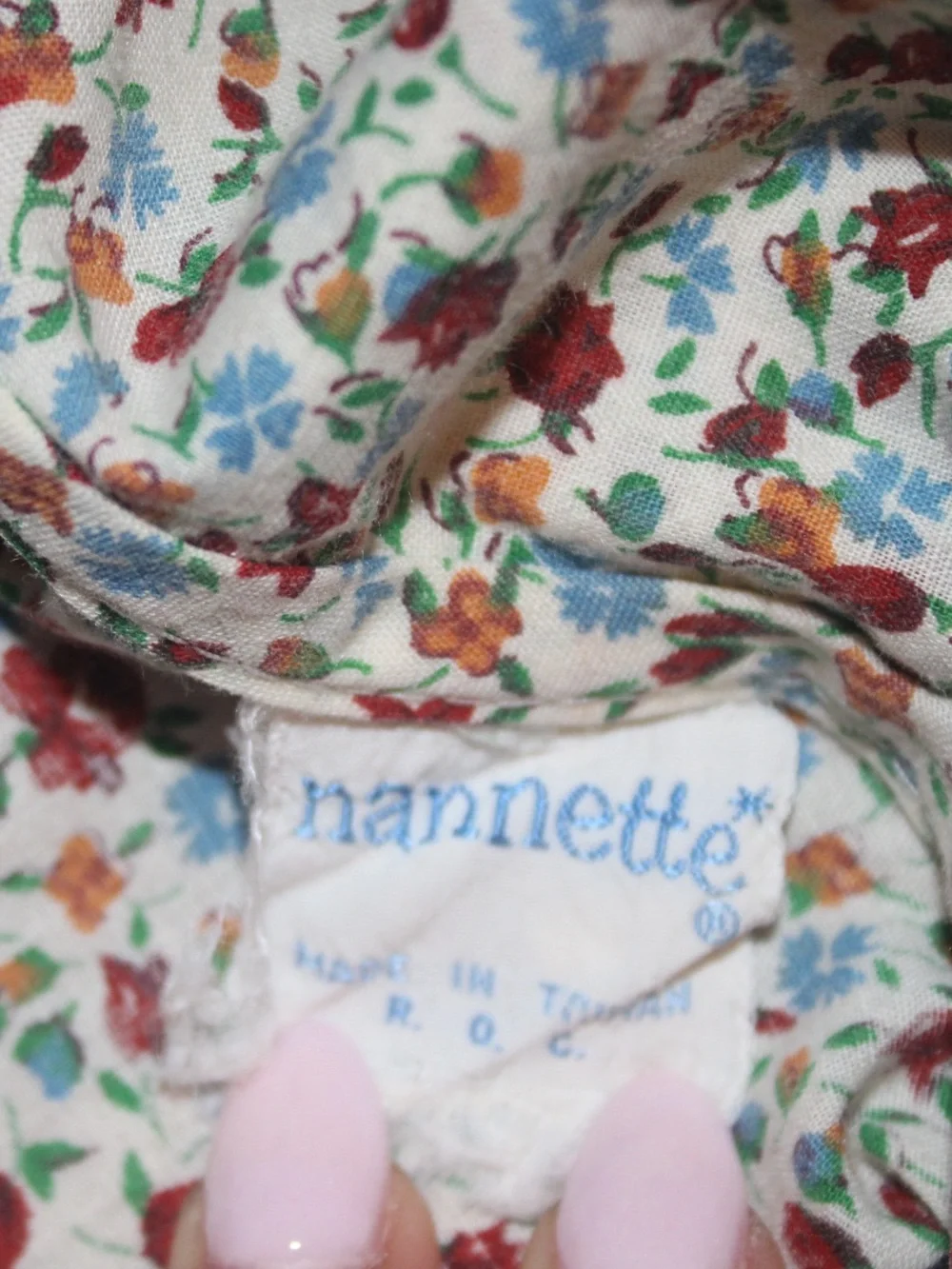Vintage 70s Nannette Calico Floral Button Up Blouse Kids Size 5X cottagecore